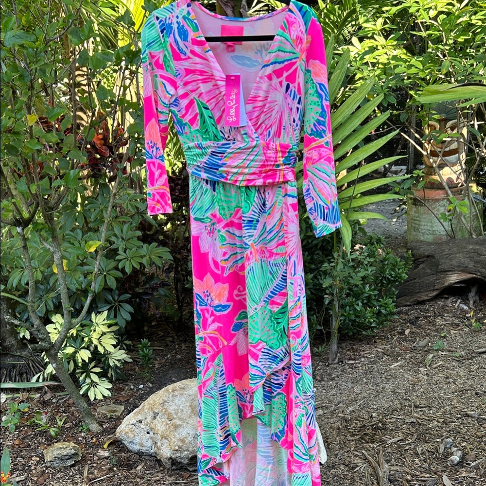Lilly Pulitzer Vibrant Pink Tropical Dress Brand New!
